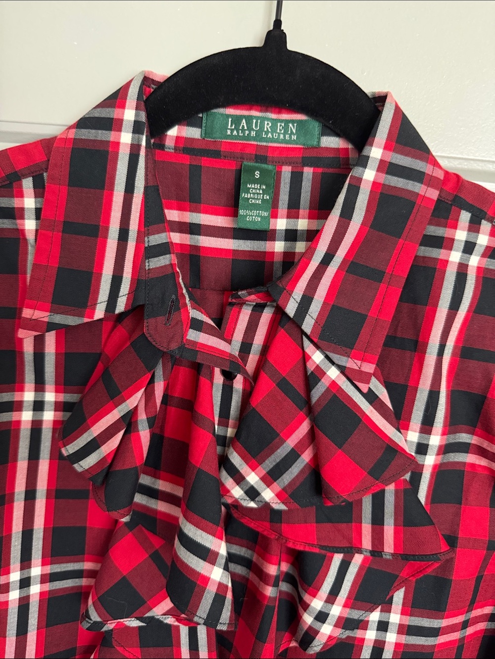 NWOT Ralph Lauren Red & Black Plaid Button-Down Shirt, S - Picture 2 of 3